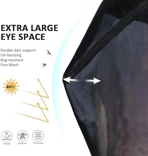 Harrison Howard Pro Luminous Horse Full Face Fly Mask Large Eye Space Long Nose with Ears UV Protection for Horse Coral Orange XL