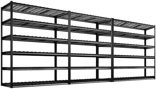REIBII 60" W Garage Shelving, 3000LBS Storage Shelves, 6 Tier Heavy Duty Shelving, Adjustable Metal Shelving Units and Storage Rack for Warehouse, Pantry, Basement, 60" W x 84" Hx 24" D, 3 Pack