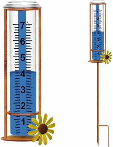 JMBay Rain Gauge Outdoor, Freeze Proof Rain Gauges Outdoors Best Rated,7" Capacity Detachable Rain Guage with Stake for Yard,Lawn & Garden,Large Clear Number and Scale Rain Measure Gauge Water Meter