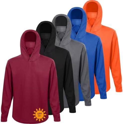 LeeHanTon Men's Sun Shirts Sun Protection Hoodie Shirt UPF 50+ Long Sleeve Work Athletic Shirt with Hooded for Fishing Hiking