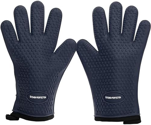KITCHEN PERFECTION Silicone Smoker BBQ Gloves - Heat Resistant Oven Mitts
