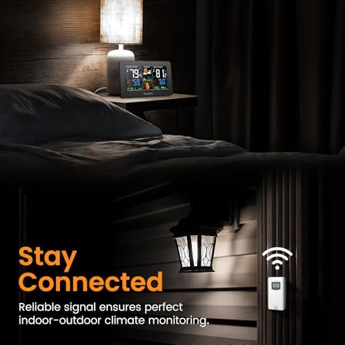 Newentor Weather Station Wireless Indoor Outdoor Thermometer, Black,1Sensor