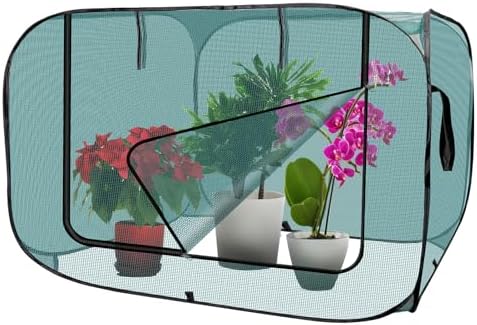 1 Pack 39 x 39 x 19in Pop-Up Garden Mesh Plant Cover with Zipper and Stakes