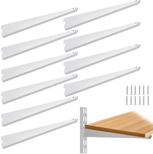 5-Inch Adjustable Double-Track Wire Shelf Brackets, 10 Pack, White