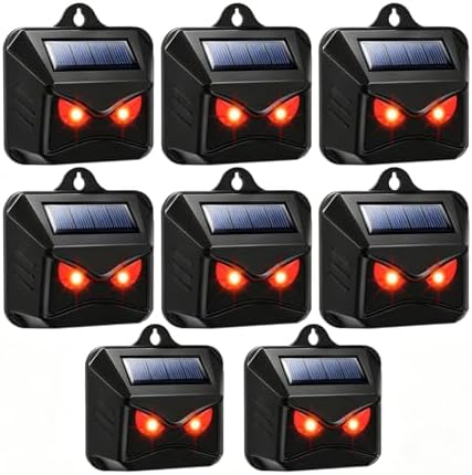 Solar Nocturnal Animal Repeller Outdoor with Red Predator Eyes,8 Pack Auto Activate Night Animal Deterrent Lights for Deer, Raccoons, Coyotes,Skunks,Foxes -Protection for Chicken Coop,Yard,Farm