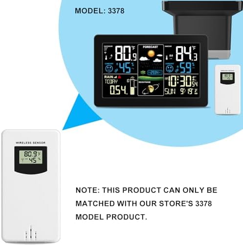 Digital Indoor Outdoor Wireless Remote Sensor, Temperature and Humidity Meters, Sutible for Weather Station with Rain Gauge (3378R)