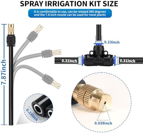 50FT Drip Irrigation System, Complete Garden Watering Kit with Rust-Proof Copper Nozzles - UV Stabilized Flexible Hose for Lawn, Greenhouse, Patio Plants