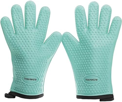 KITCHEN PERFECTION XL Silicone Smoker BBQ Gloves -Heat Resistant Oven Mitts