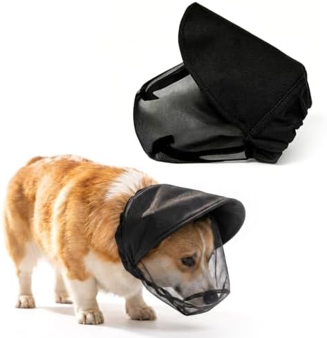 Guard Dog Foxtail Protection Hood for Dogs, Breathable Mesh Dog Bug Hood, Outdoor Dogs Face Guard for Hunting Trips (Black, XL)