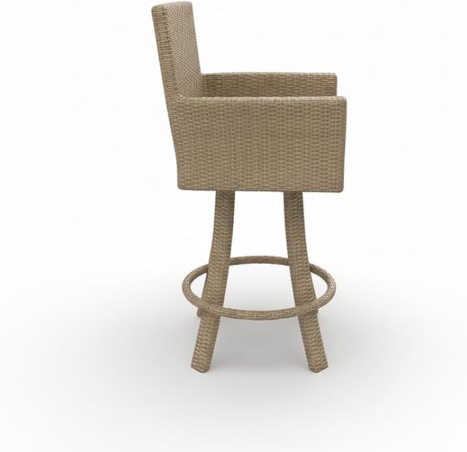 Covers & All Universal 25" Counter Height Swivel Bar Stools, 8 mm Jacobean Flat Wicker Patio Furniture with Smooth Swivel Motion, Durable Outdoor Furniture for Deck & Poolside (23" L x 23" W x 42" H)