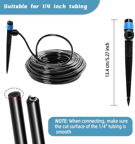 60PCS Push-to-Fit Drip Irrigation Emitters for 1/4 inch Irrigation Tubing, Adjustable 360 Degree Vortex Drip Emitters with Stake, Irrigation Dripper Sprinklers for Drip Irrigation System