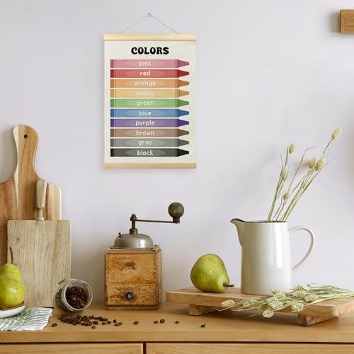 TLESKE Colorful Classroom Colors Learning Educational Poster Hanger Frame, Homeschool Hanging Wall Art Decor for Toddlers Kids Room Nursery Playroom, Preschool Prek Poster Print Banner, 12x16