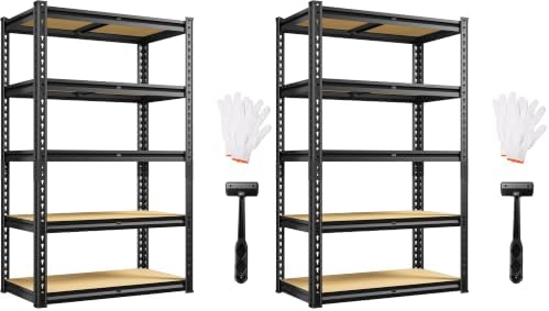 REIBII Storage Shelves with Smooth Edges for Garage Basement Shed Pantry (Pack of 2)