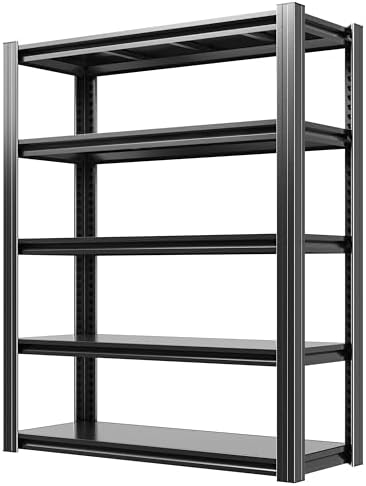 72" H Garage Shelves, Garage Shelving Heavy Duty, 2500Lbs 5 Tier Adjustable Garage Storage Shelves Suitable for Warehouse, Basement, Workshop, Kitchen, Require Assembly, 16" D*36" W*72" H(Black)