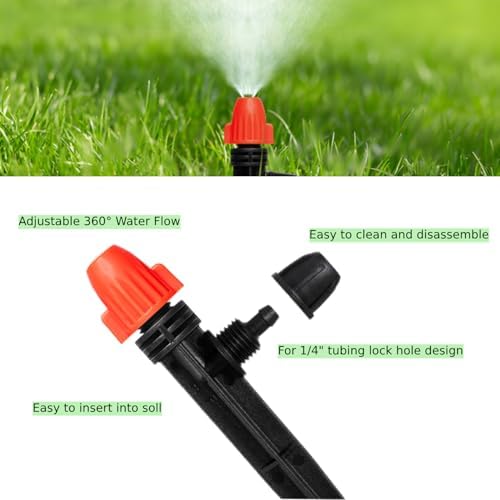 360° Adjustable Drip Spray Emitters for 1/4" Tubing, 30pcs