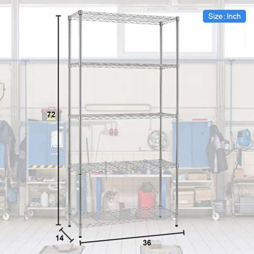 PayLessHere | 5-Tier Wire Shelf | 36"x14"x72" | Black