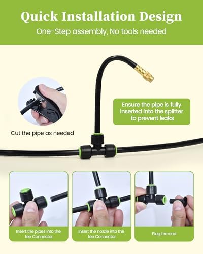 RAINPOINT 100FT Drip Irrigation System with 30pcs Adjustable Copper Nozzles