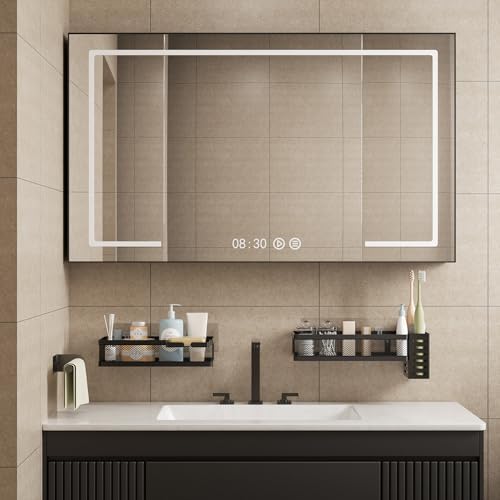 PUSDON 5-in-1 Wide Wall Mount Wrapped Mesh Kitchen Organizer & Shower Caddy Kit, with Paper Towel Holder, Utensil Holder, Soap Dish, Heavy Duty 50LBS - Matte Black, Netting