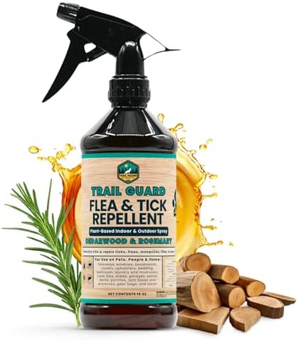 Trail Guard Natural Extra Strength Insect, Flea and Tick Spray for Dogs, Cats, People & Home (16oz, Cedarwood & Rosemary)