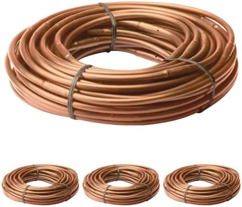 Rain Bird ET25-50S2 Drip Irrigation Pressure Compensating 1/4" Emitter Tubing, 12" Emitter Spacing, 50' Roll, Brown (Pack of 4)