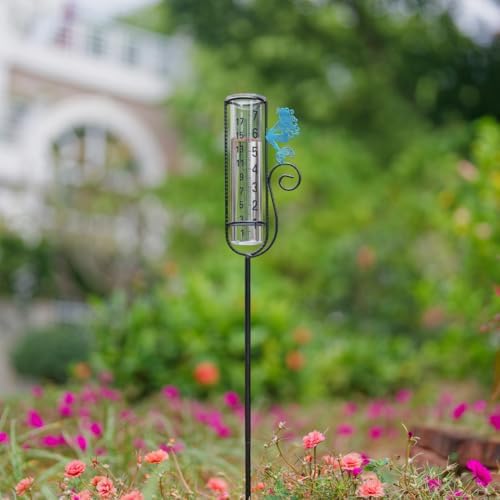 Stargarden Rain Gauge Outdoor, Mermaid Rain Gauge with Metal Stake