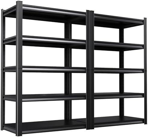 Set of 2 71.2"H-35"W All Metal Garage Shelving-2050LBS 5 Tier Storage Shelves,Adjustable Heavy Duty Shelving Unit and Storage Large Rack,Utility Steel Shelf For Shop Warehouse Industrial 71.2"x35"x16"