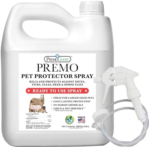 Premo Guard Pet Protector Spray, Kills Mites, Fleas, and Ticks Naturally