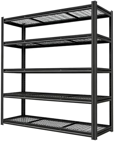 Extra Large 83.8" Hx 55.2" Widex 23.6" D Adjustable Industrial Metal/Steel 6-Shelf-Storage-Rack Heave Duty Utility Tall Garage/Warehouse Shelving Shelves Unit/System for Bin/Shed, Black