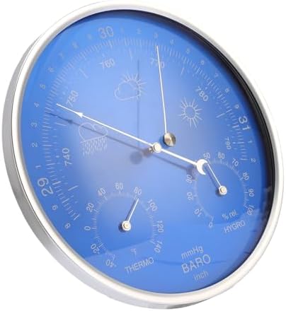 Generic Thermometer Barometer Hygrometer Accurate 3 in 1 All Season Indoor Outdoor Weather Instrument Blue 180mm for Terraces Gardens