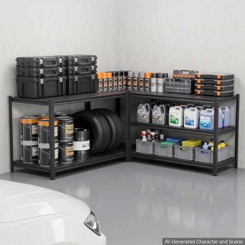 VEVOR Storage Shelves, 5-Tier Adjustable, 3000 lbs Capacity, Heavy Duty Garage Storage Shelving Unit, Metal Utility Rack Shelf, for Garage Workshop Warehouse Basement, 48.43" W x 24.53" D x 71.38" H