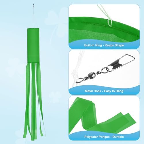 M METERXITY 1-Pack Windsock Flag, Colorful Wind Socks for Garden/Yard/Patio/Home Decor, Spring Summer Fall Winter Outdoor Hanging Decoration [59 in / 150cm, Green]