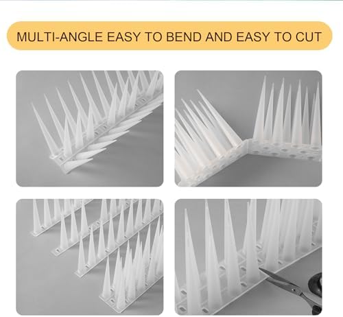 OFFO Bird Spikes Pigeon Outdoor Spikes for Cat Keep Birds Raccoon Woodpecker Away Covers 4 Feet(1.2m), Frosted White