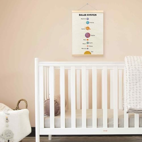 TLESKE Boho Classroom Solar System Decor Poster Hanger Frame for Kids, Homeschool Hanging Wall Art Room Decor for Toddlers Playroom Nursery, Preschool Prek Learning Educational Poster Prints, 12x16