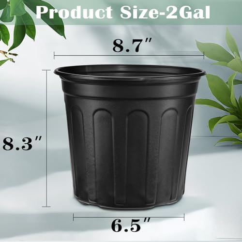 RAOOKIF 2 Gallon Pots for Plants, Flexible 1/2/3/5 Gallon Nursery Pots with Drainage, 2 Gallon Plant Pots