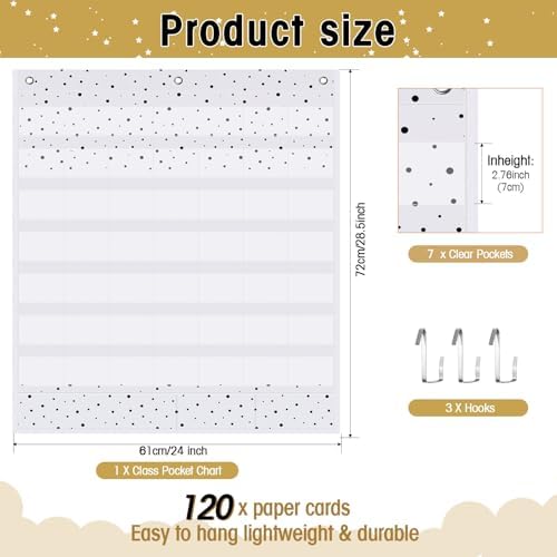 Sinload Black and White Classroom Calendar Black Calendar Pocket Chart Set