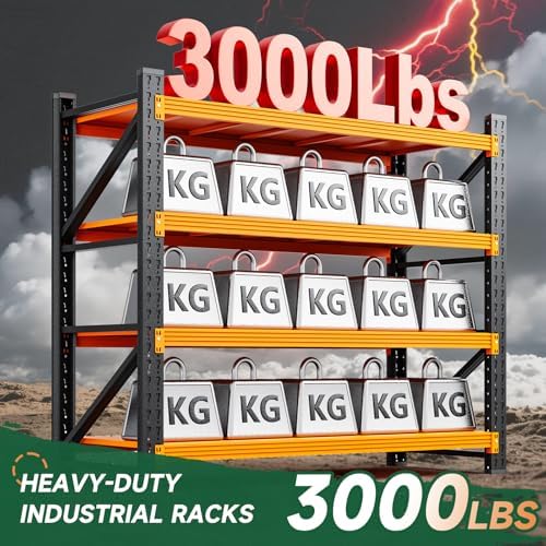 Letaya 3000LBS Heavy Duty Storage Shelves,70" H Metal Garage Shelving Units,4 Tier Large Tall Industrial Shelving,Adjustable Utility Rack Shelf for Warehouse,Basement (Orange, 48" W x 24" D x 70" H)