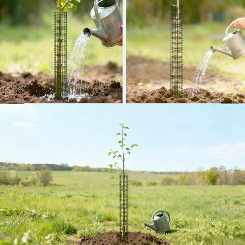 Metal Tree Trunk Protector, 4 Pack 36" Mesh Tree Guards Tree Protectors with Zip Ties, Stakes, ExpandableTree Trunk Protector Guard, Tree Protectors from Deer, Mower, Animals(36",4 Pack)