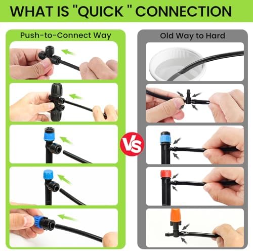 Bonviee Drip Irrigation System Kit for Garden Watering, 247FT Quick Connect