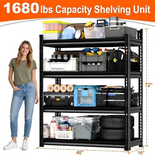 Metal Garage Shelving for Storage - 40" W x 16" D x 72" H