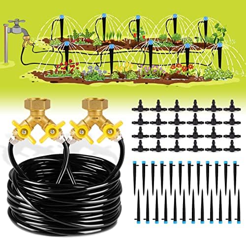 HIRALIY 100ft Drip Irrigation Kit Plant Watering System 8x5mm Blank Distribution Tubing DIY Automatic Irrigation Equipment Set for Garden Greenhouse Flower Bed Patio Lawn