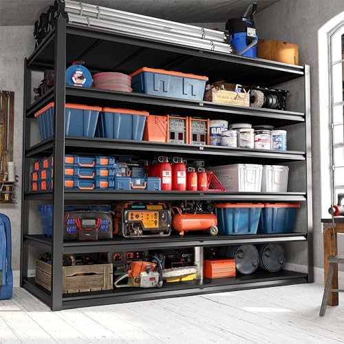 REIBII 84.1" H Garage Shelving, 3500LBS Storage Shelves Heavy Duty, Adjustable 6-Tier Metal Shelving for Commercial, Warehouse, Basement, Garage,Shop, 55.1" W x 25.8" D x 84.1" H