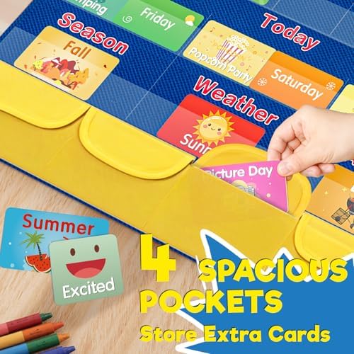 Classroom Calendar Pocket Chart for Elementary with 144 Bright Card