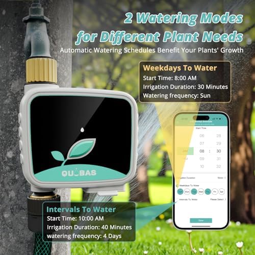 QUOBAS WiFi Water Timer for Garden Hose, 1 Zone Brass Smart Sprinkler Timer