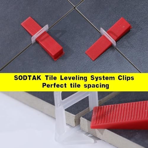 Tile Leveling System 1/8" Spacers Tile Leveler Clips DIY Tile Leveler Spacers 6000 Pcs and Tools Harden Rubber Mallet Hammer 16 oz for Professional Ceramic Tile and Stone Installation