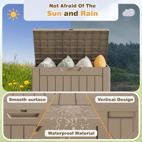 Flamaker Resin Deck Box 40 Gallon Waterproof Outdoor Storage Box