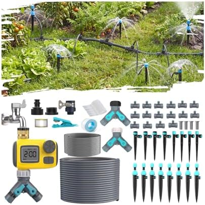 100FT Drip Irrigation System Kit with Water Timer for Garden