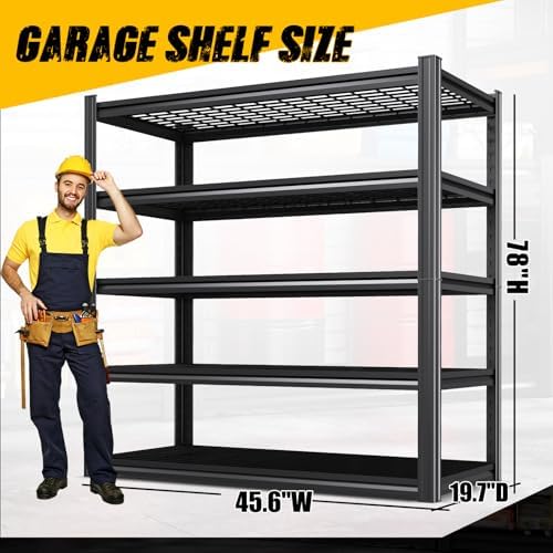3-Pack Heavy Duty Garage Shelving for Large Storage & Garage Organization, 78"H x 46"W x 20"D 5-Tier Adjustable All Metal Wire Shelf for Tools, Storage Bins, Bulk Items, Warehouse & Workshop