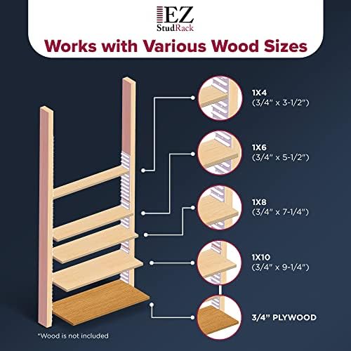 EZStudRack Shelf Bracket - Shelf Brackets for Wall - Wall Mount Shelf - Floating Shelf Hardware - Shelving Brackets for Home - Garage Shelf Brackets - Wood Not Included - 32 Pack (16 Pair) White