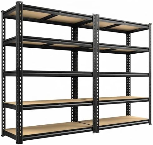 REIBII 2 Pack Garage Shelving for Basement, Heavy Duty Storage Shelves