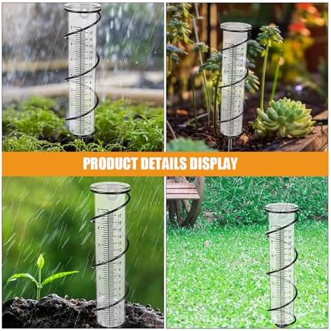 MERRYHAPY 3pcs 7-inch Freeze Proof Rain Gauge Set for Garden and Lawn with Large Scale Measurement, Plastic Outdoor Rain Meter Tube for Accurate Yard Weather Monitoring